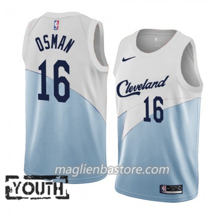 Maglia NBA Cleveland Cavaliers Cedi Osman 16 2018-19 Nike Blu Bianco Swingman - Bambino